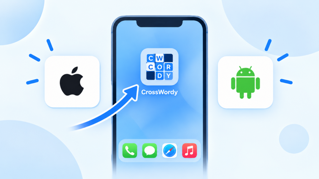 Add CrossWordy to your phone or tablet home screen for quick, app-like access without downloading anything from an app store.